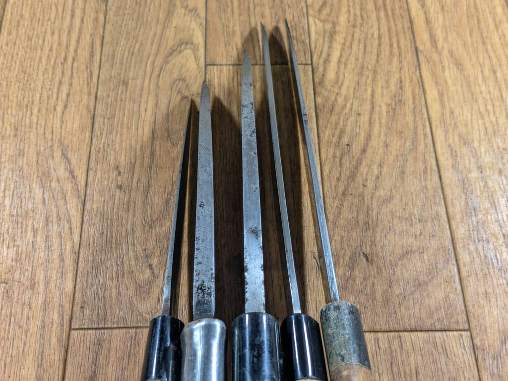 Japanese Chef's Kitchen Knife Set 5 Piece YANAGIBA DEBA Vintage from Japan HOCHO JJ648
