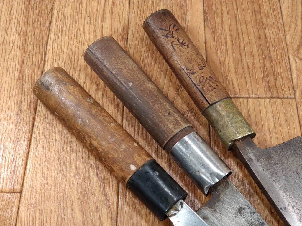 Japanese Chef's Kitchen Knife Set 3 Piece Deba Vintage from Japan HOCHO PA603