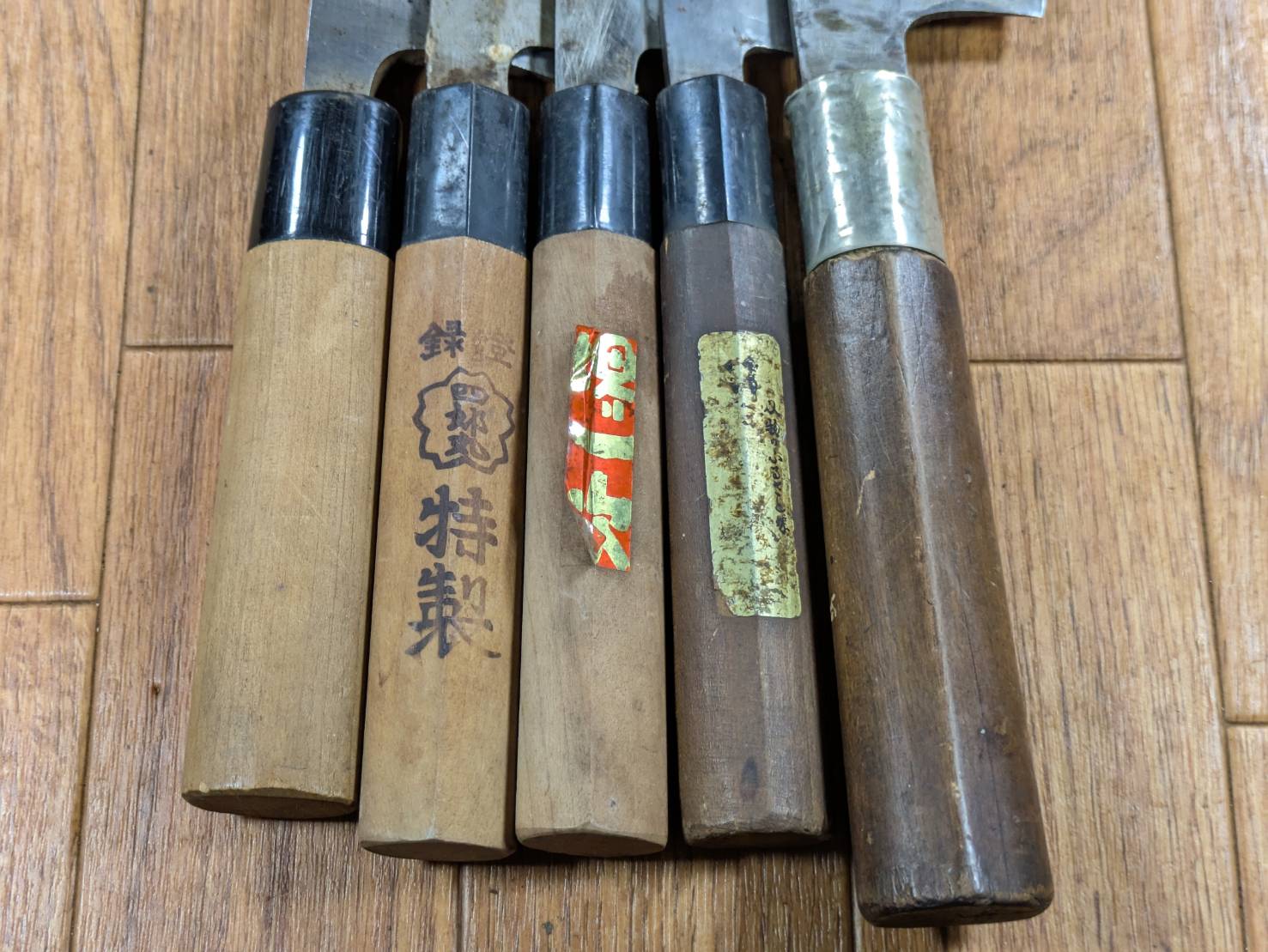 Japanese Chef's Kitchen Knife Set 5 Piece YANAGIBA DEBA NAKIRI Vintage from Japan HOCHO JJ644