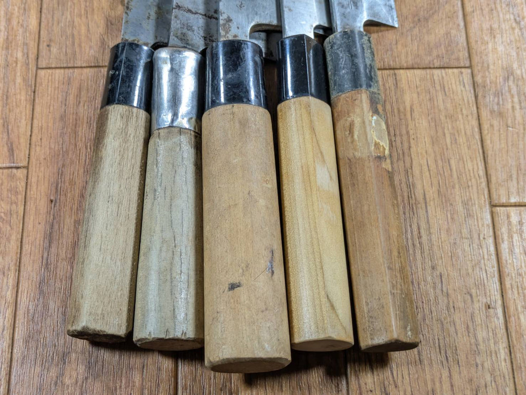 Japanese Chef's Kitchen Knife Set 5 Piece YANAGIBA DEBA Vintage from Japan HOCHO JJ648