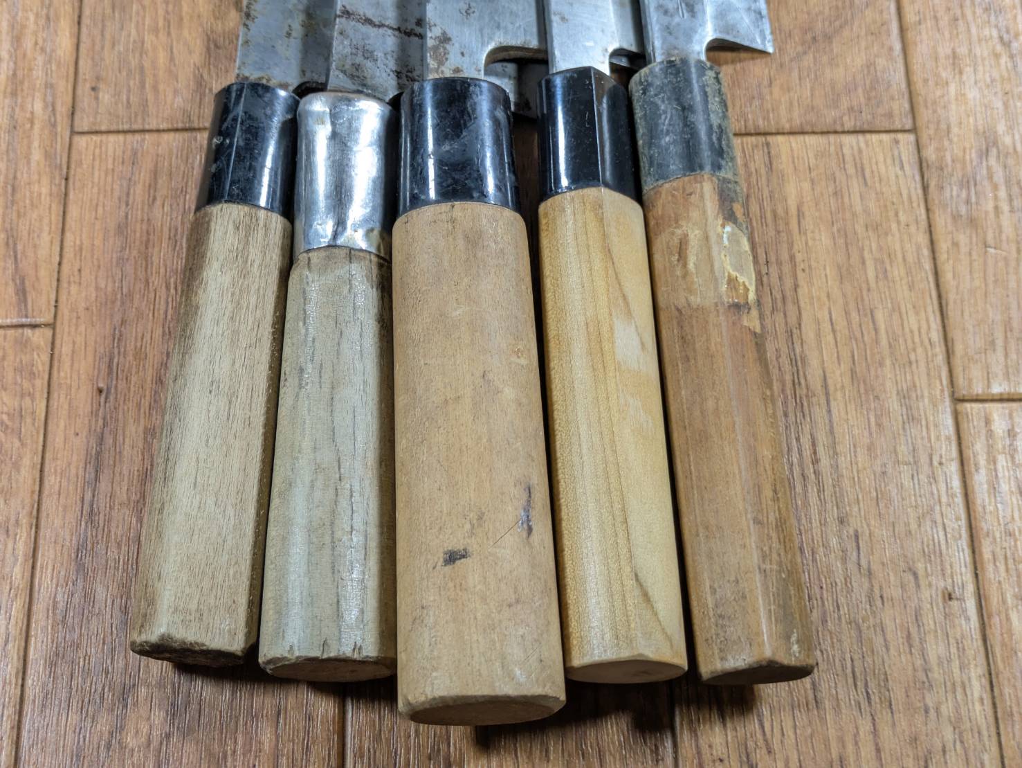 Japanese Chef's Kitchen Knife Set 5 Piece YANAGIBA DEBA Vintage from Japan HOCHO JJ648