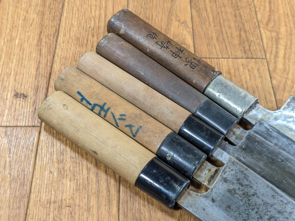 Japanese Chef's Kitchen Knife Set 5 Piece YANAGIBA DEBA NAKIRI Vintage from Japan HOCHO JJ644