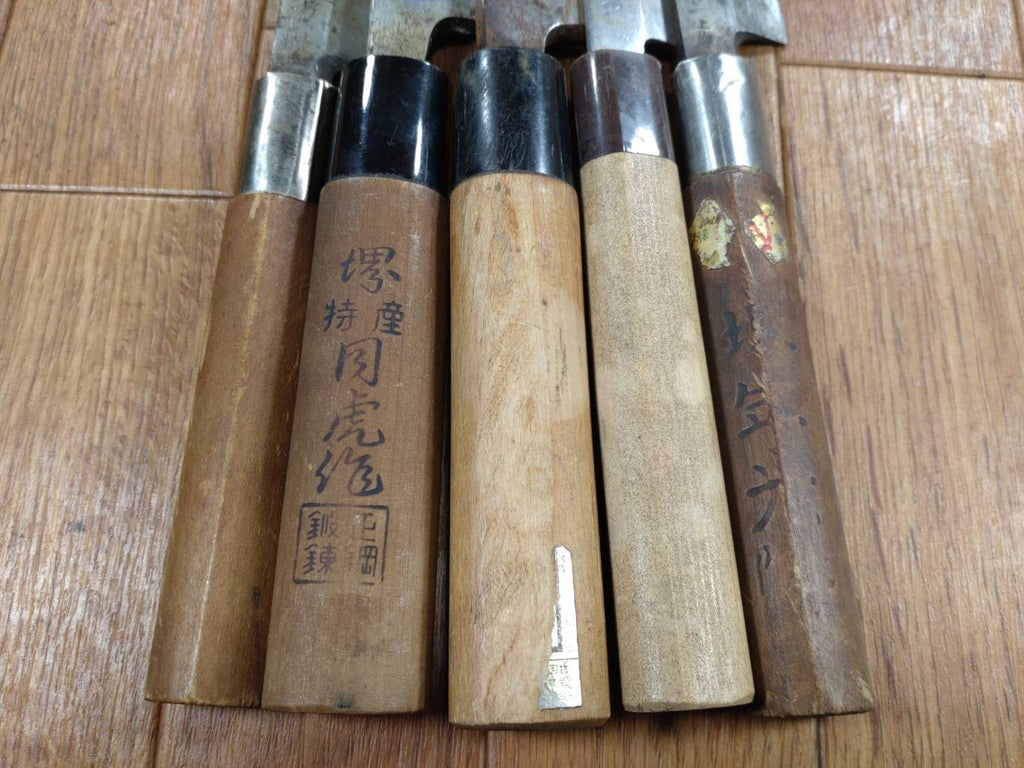Japanese Chef's Kitchen Knife Set 5 Piece YANAGIBA DEBA Vintage from Japan HOCHO HH259