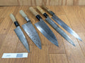 Japanese Chef's Kitchen Knife Set 5 Piece YANAGIBA DEBA Vintage from Japan HOCHO JJ648