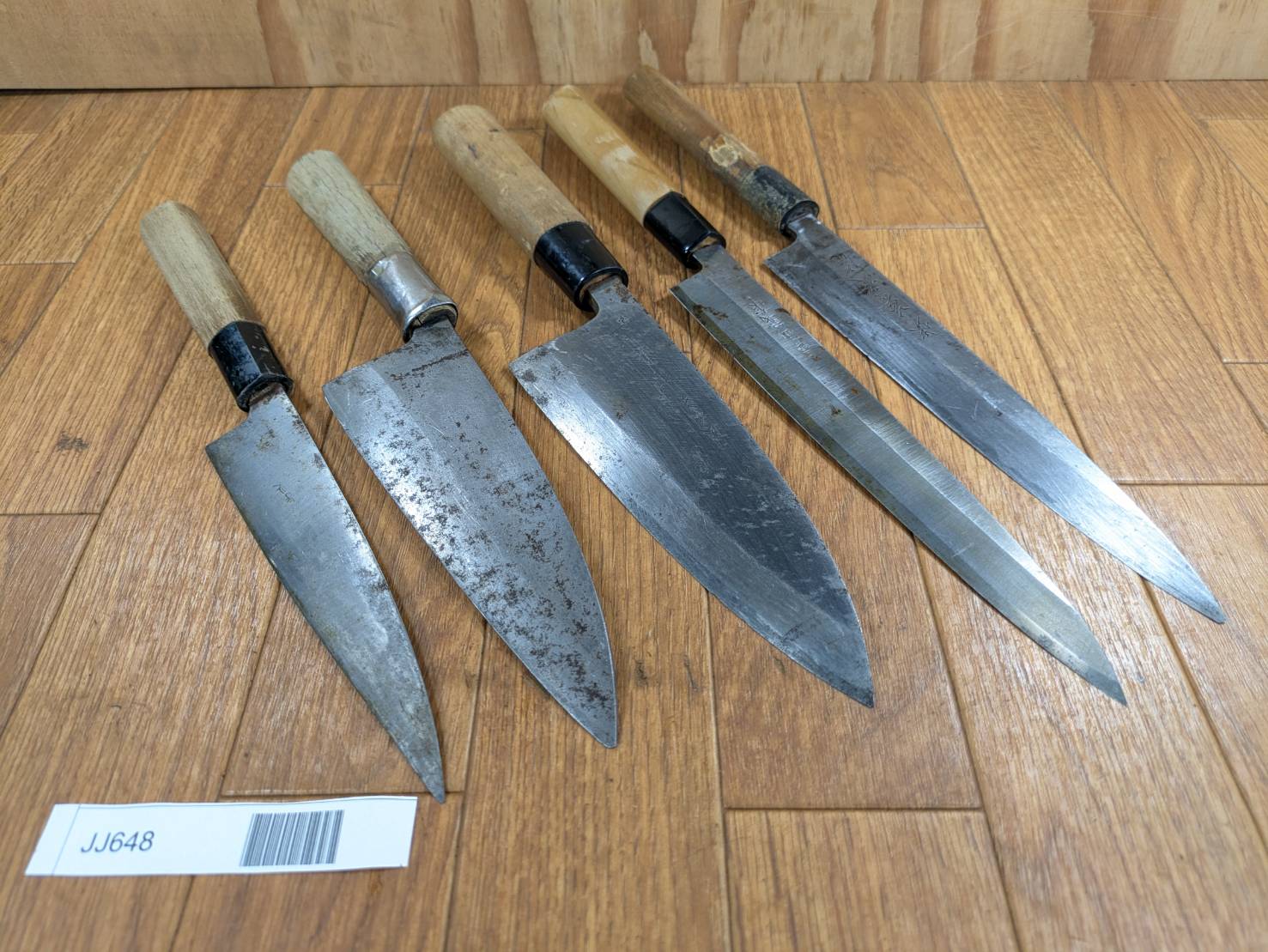 Japanese Chef's Kitchen Knife Set 5 Piece YANAGIBA DEBA Vintage from Japan HOCHO JJ648