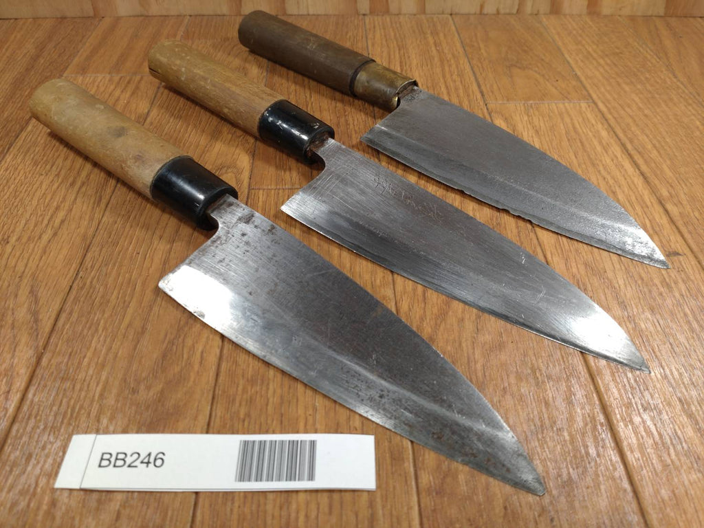 Japanese Chef's Kitchen Knife Set 3 Piece DEBA Vintage from Japan HOCHO BB246
