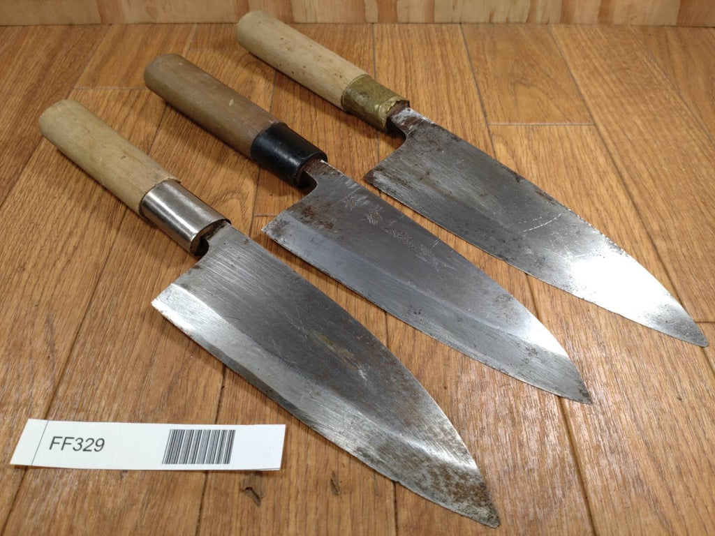 Japanese Chef's Kitchen Knife Set 3 Piece DEBA  Vintage from Japan HOCHO FF329