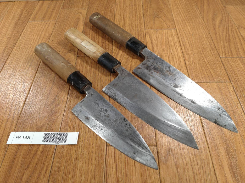Japanese Chef's Kitchen Knife Set 3 Piece DEBA  Vintage from Japan HOCHO PA148