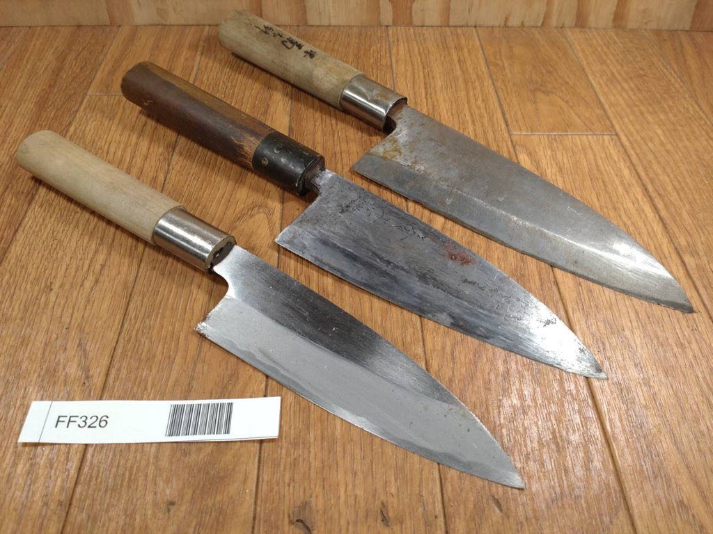 Japanese Chef's Kitchen Knife Set 3 Piece DEBA  Vintage from Japan HOCHO FF326