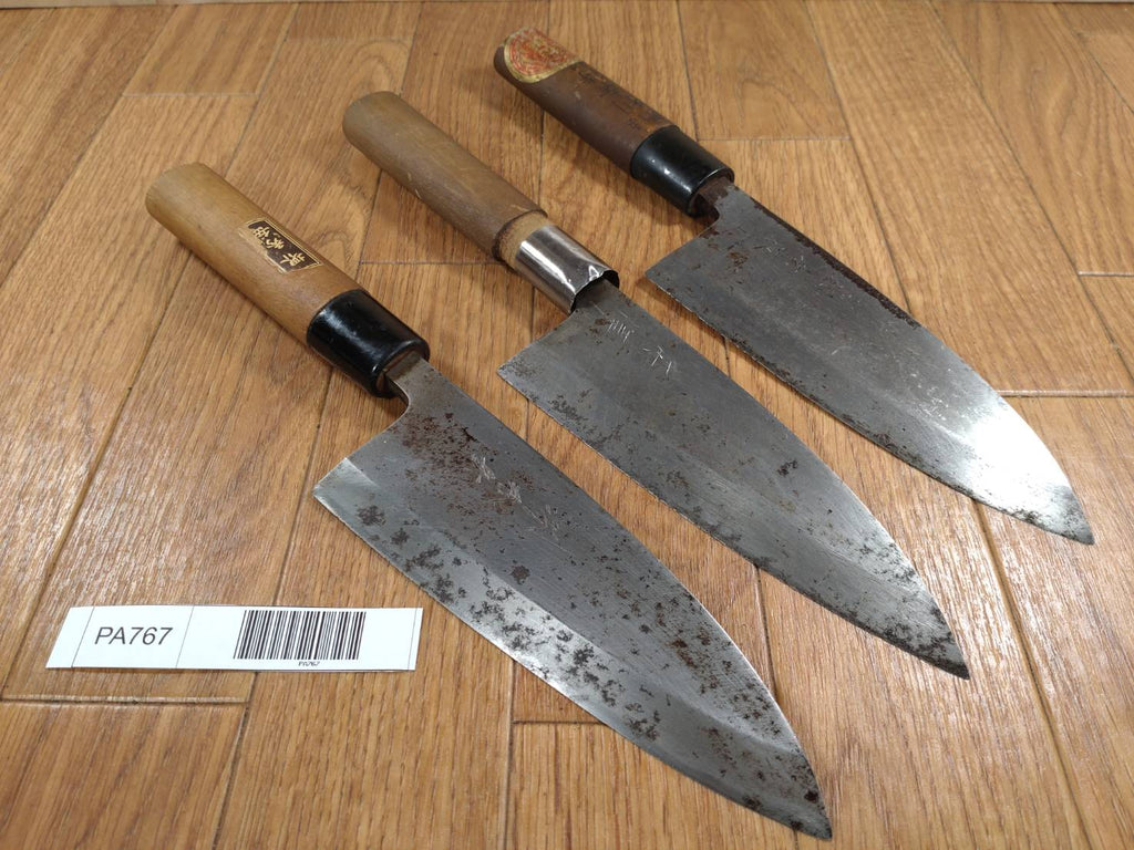 Japanese Chef's Kitchen Knife Set 3 Piece DEBA  Vintage from Japan HOCHO PA767