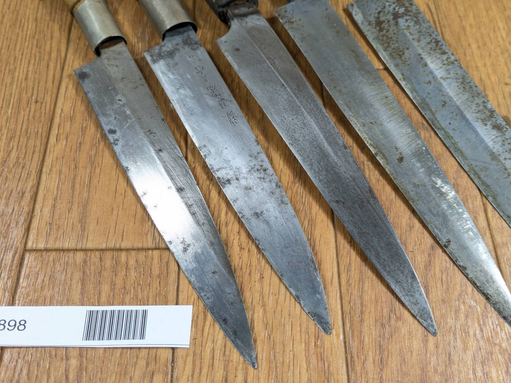 Japanese Chef's Kitchen Knife Set 5 Piece YANAGIBA DEBA Vintage from Japan HOCHO BB898