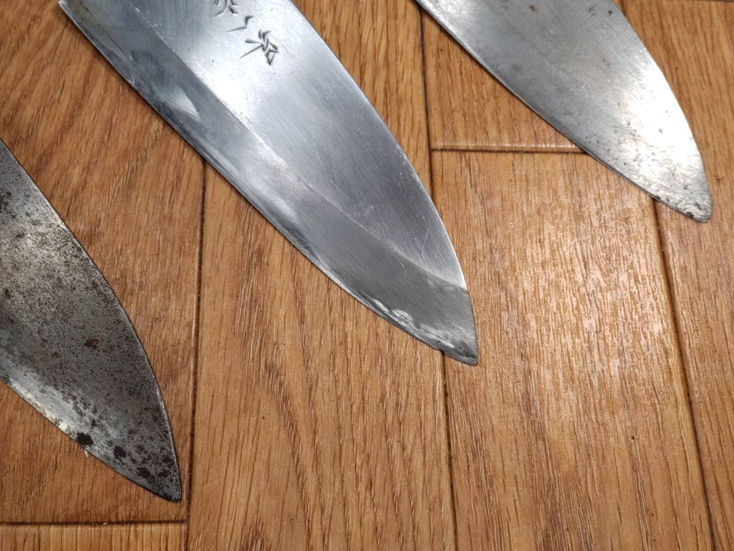 Japanese Chef's Kitchen Knife Set 3 Piece Deba Vintage from Japan HOCHO PA603