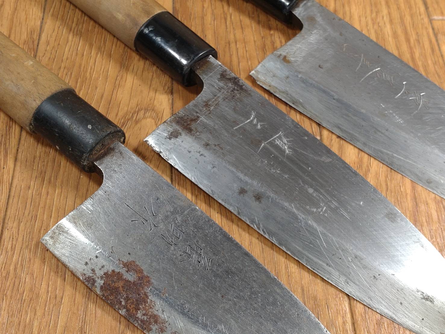 Japanese Chef's Kitchen Knife Set 3 Piece DEBA Vintage from Japan HOCHO FF338