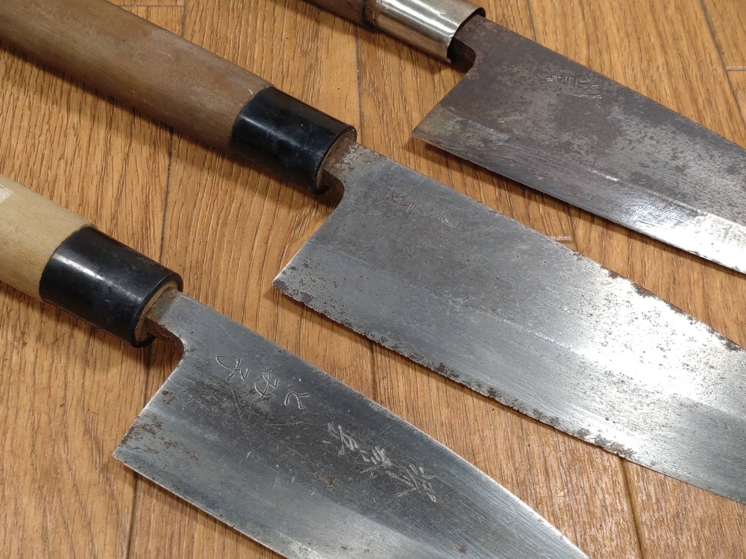 Japanese Chef's Kitchen Knife Set 3 Piece DEBA Vintage from Japan HOCHO BB091