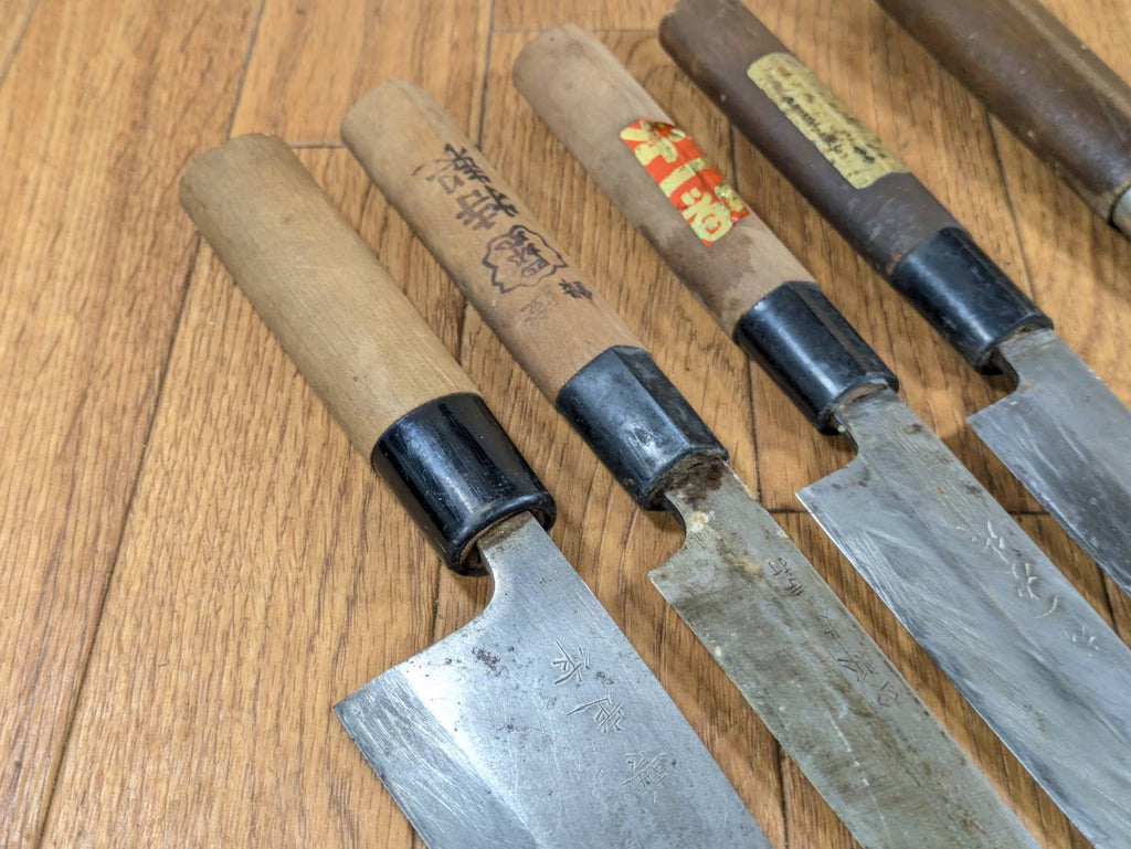 Japanese Chef's Kitchen Knife Set 5 Piece YANAGIBA DEBA NAKIRI Vintage from Japan HOCHO JJ644