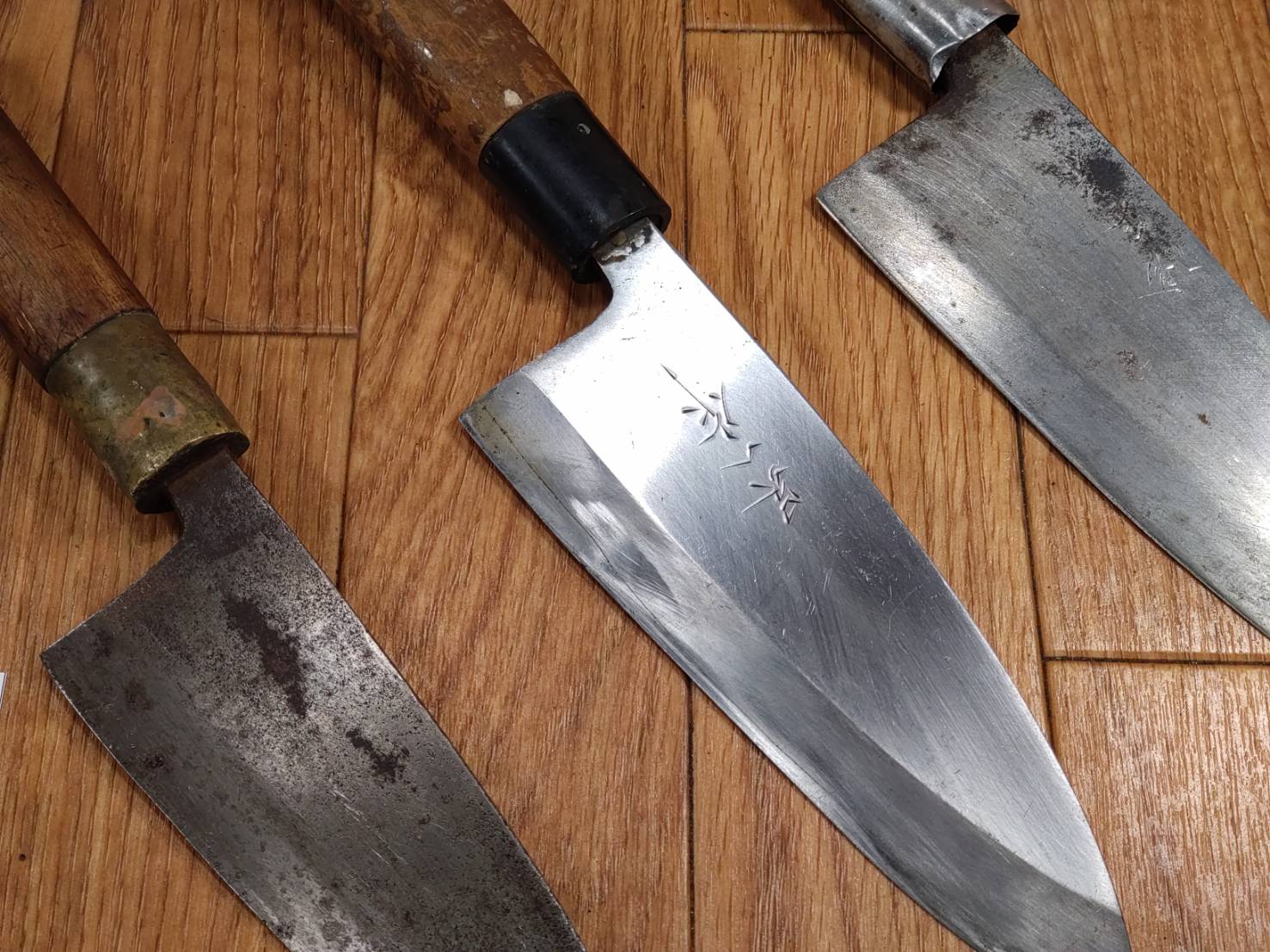 Japanese Chef's Kitchen Knife Set 3 Piece Deba Vintage from Japan HOCHO PA603