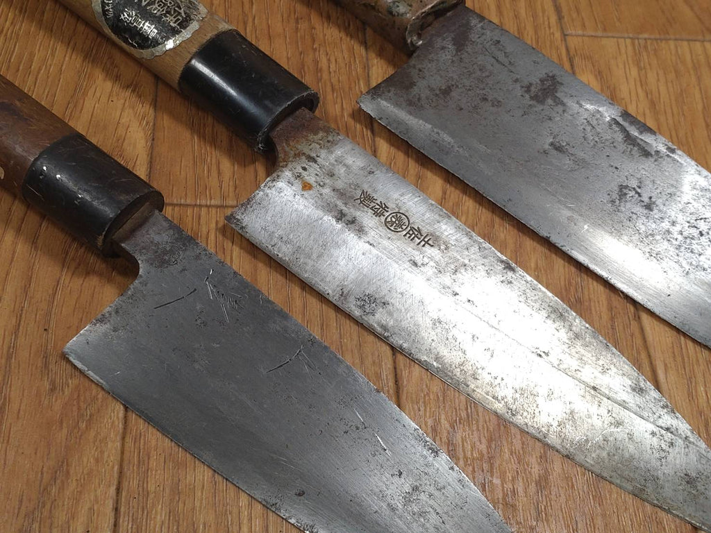 Japanese Chef's Kitchen Knife Set 3 Piece DEBA Vintage from Japan HOCHO GG957