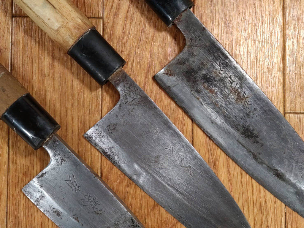 Japanese Chef's Kitchen Knife Set 3 Piece DEBA  Vintage from Japan HOCHO PA148