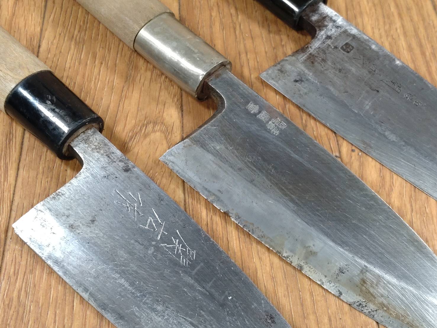 Japanese Chef's Kitchen Knife Set 3 Piece DEBA Vintage from Japan HOCHO HH586