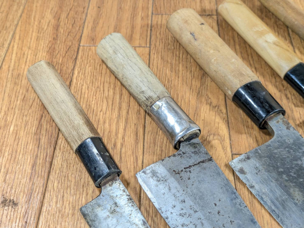 Japanese Chef's Kitchen Knife Set 5 Piece YANAGIBA DEBA Vintage from Japan HOCHO JJ648
