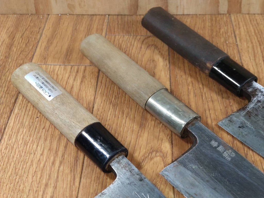 Japanese Chef's Kitchen Knife Set 3 Piece DEBA Vintage from Japan HOCHO HH586