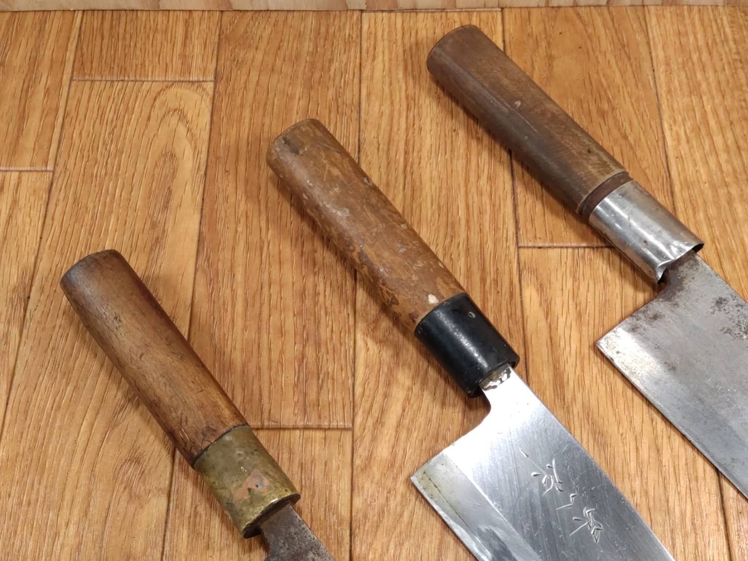 Japanese Chef's Kitchen Knife Set 3 Piece Deba Vintage from Japan HOCHO PA603