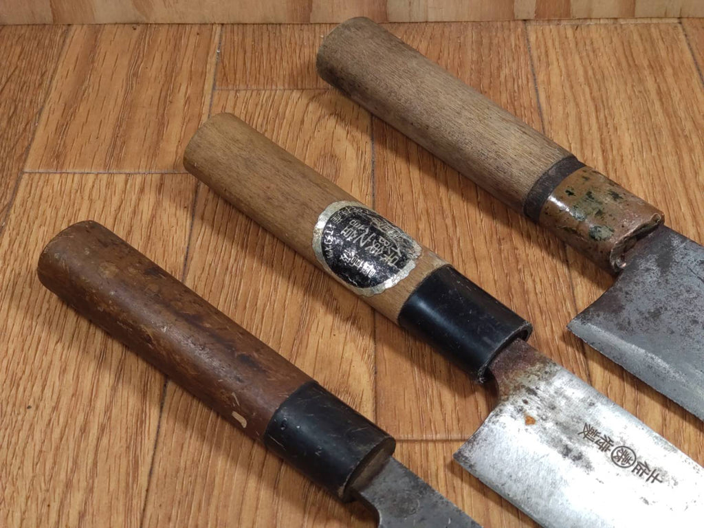 Japanese Chef's Kitchen Knife Set 3 Piece DEBA Vintage from Japan HOCHO GG957