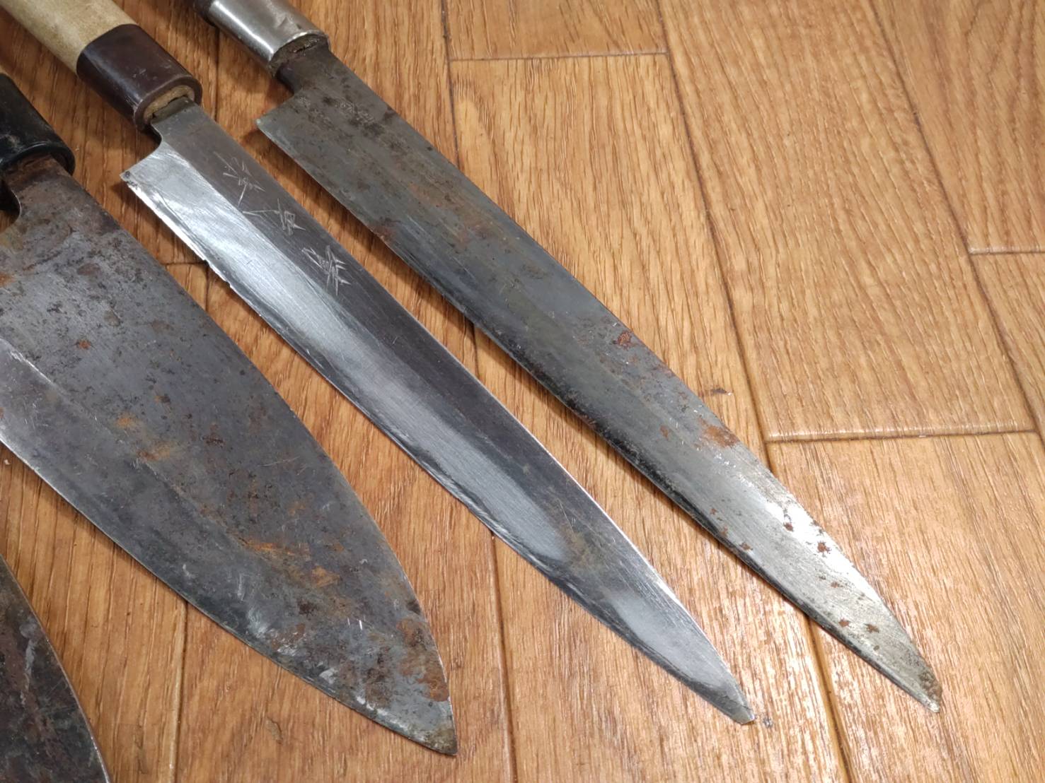Japanese Chef's Kitchen Knife Set 5 Piece YANAGIBA DEBA Vintage from Japan HOCHO HH259