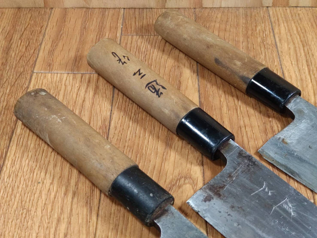 Japanese Chef's Kitchen Knife Set 3 Piece DEBA Vintage from Japan HOCHO FF338