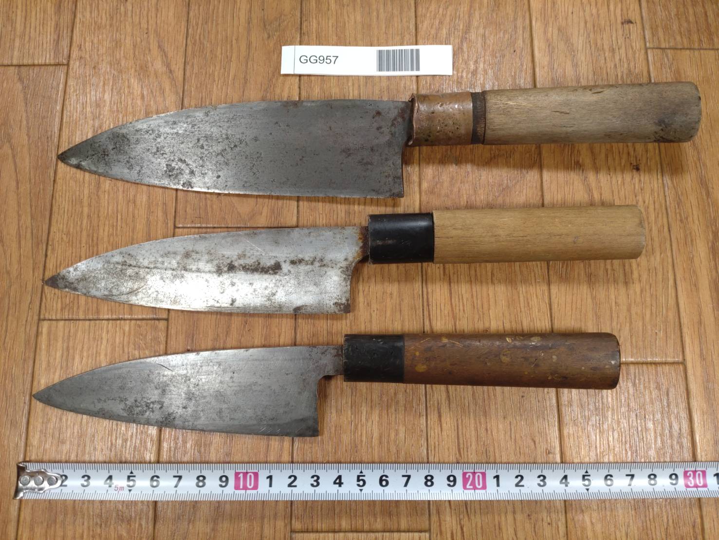 Japanese Chef's Kitchen Knife Set 3 Piece DEBA Vintage from Japan HOCHO GG957