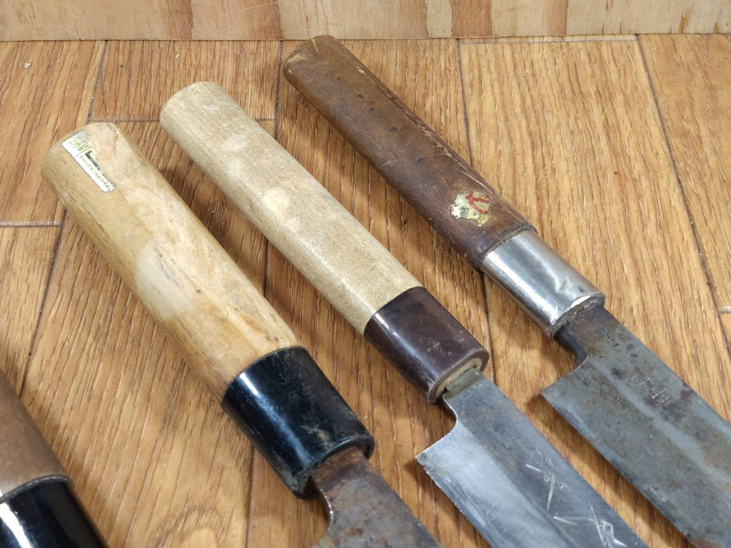 Japanese Chef's Kitchen Knife Set 5 Piece YANAGIBA DEBA Vintage from Japan HOCHO HH259