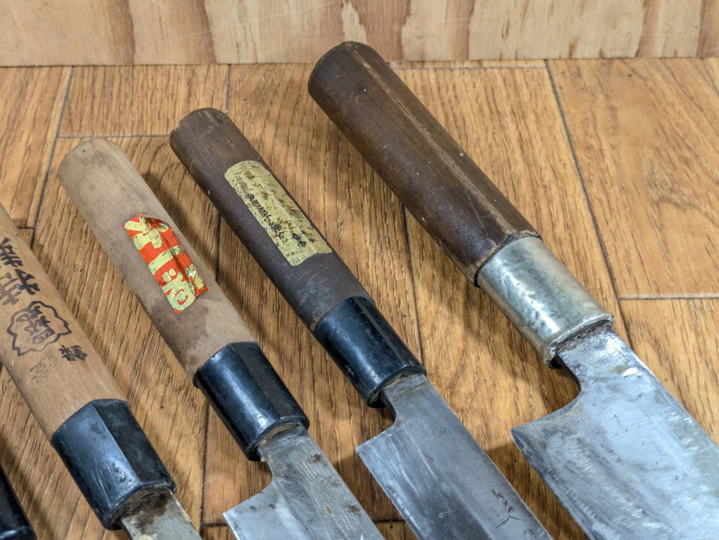 Japanese Chef's Kitchen Knife Set 5 Piece YANAGIBA DEBA NAKIRI Vintage from Japan HOCHO JJ644