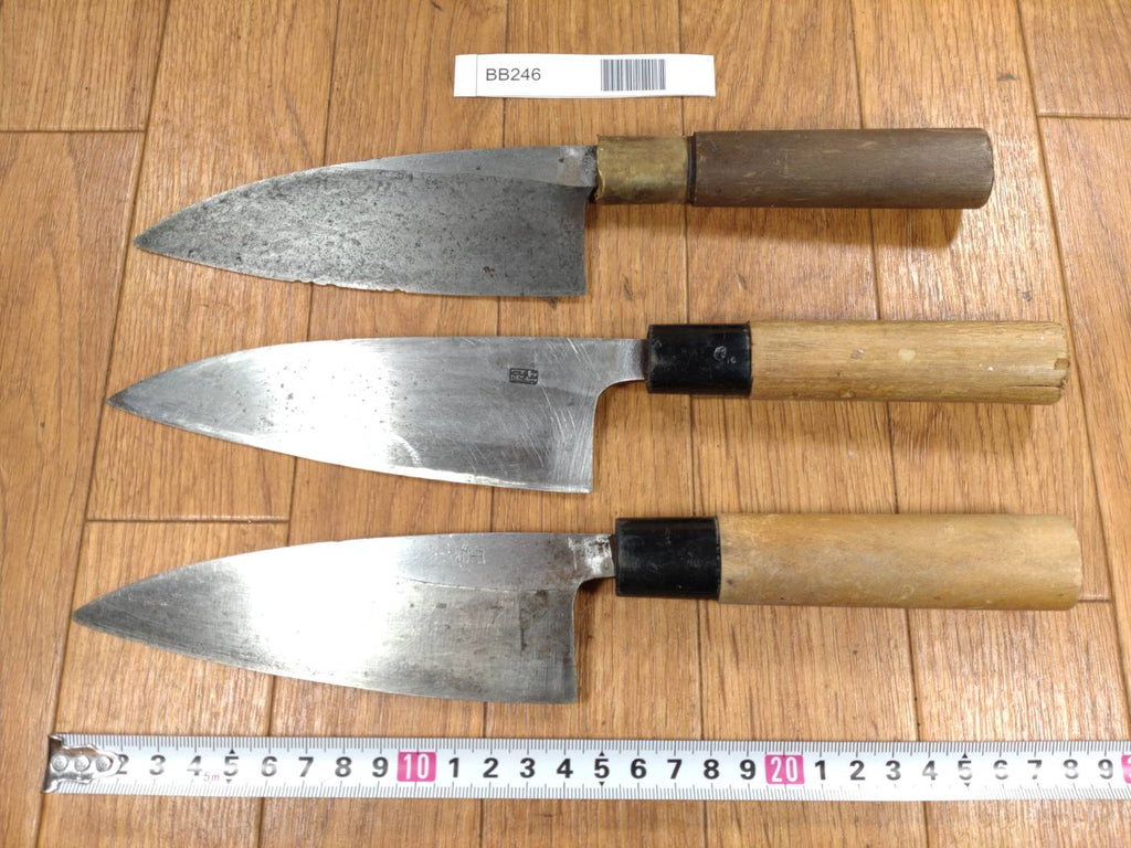 Japanese Chef's Kitchen Knife Set 3 Piece DEBA Vintage from Japan HOCHO BB246
