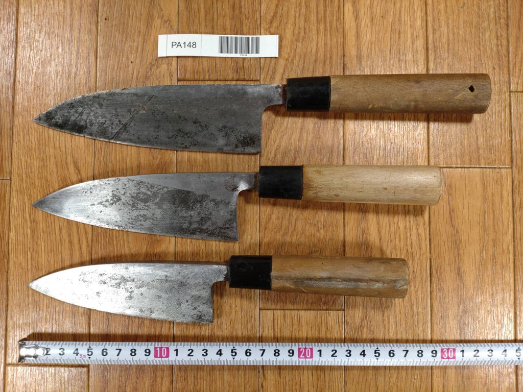 Japanese Chef's Kitchen Knife Set 3 Piece DEBA  Vintage from Japan HOCHO PA148
