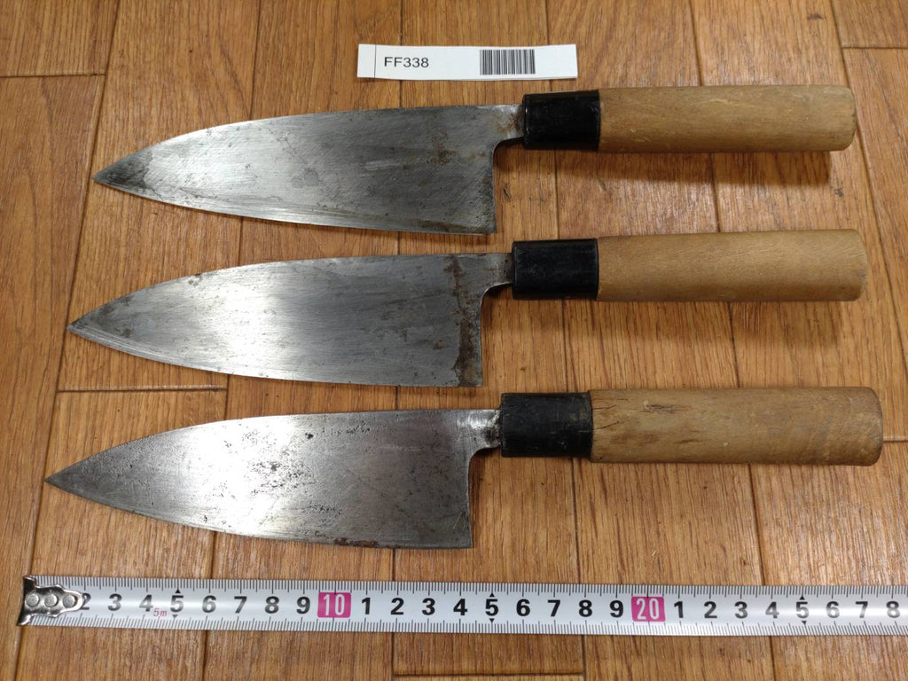 Japanese Chef's Kitchen Knife Set 3 Piece DEBA Vintage from Japan HOCHO FF338