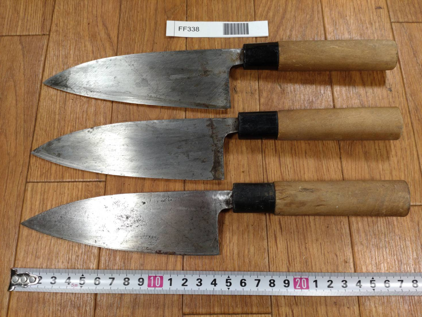 Japanese Chef's Kitchen Knife Set 3 Piece DEBA Vintage from Japan HOCHO FF338