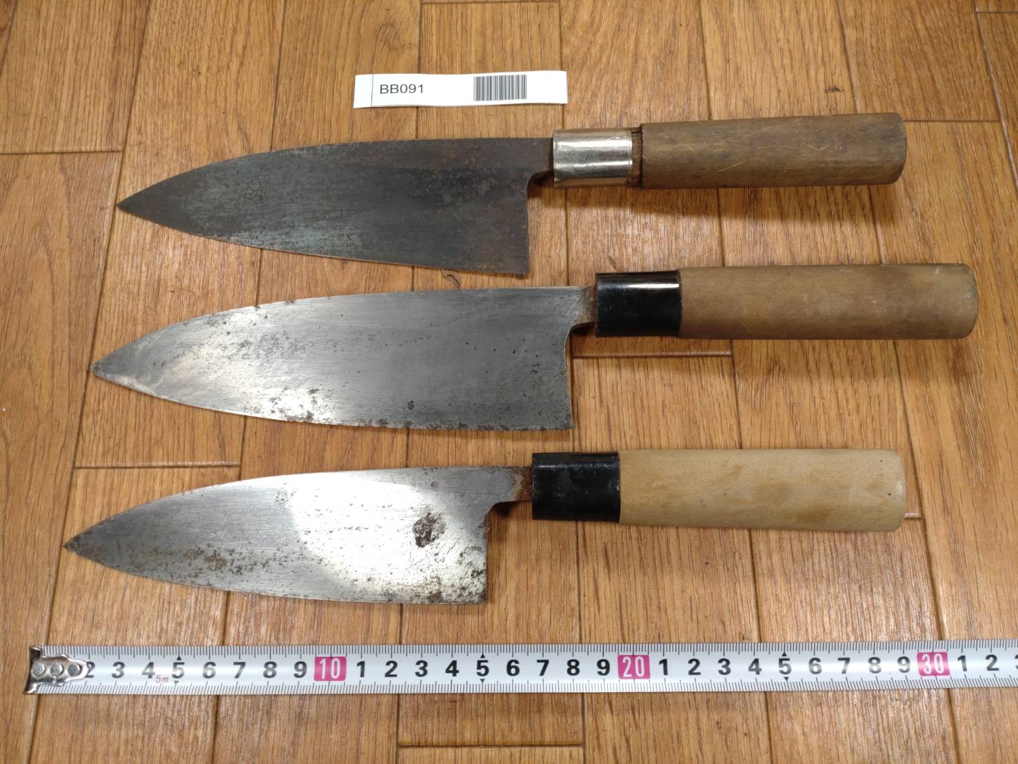 Japanese Chef's Kitchen Knife Set 3 Piece DEBA Vintage from Japan HOCHO BB091