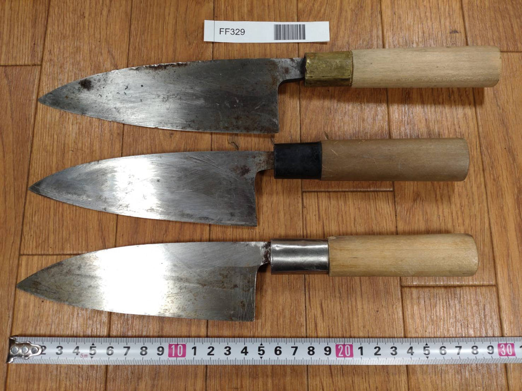 Japanese Chef's Kitchen Knife Set 3 Piece DEBA  Vintage from Japan HOCHO FF329
