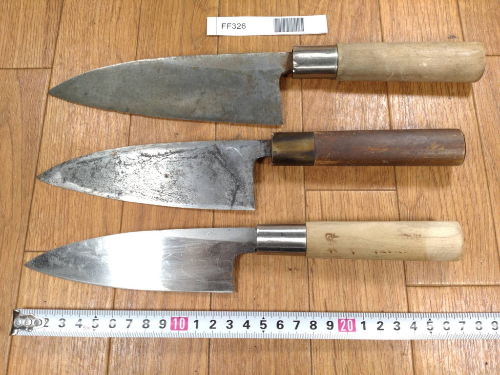 Japanese Chef's Kitchen Knife Set 3 Piece DEBA  Vintage from Japan HOCHO FF326