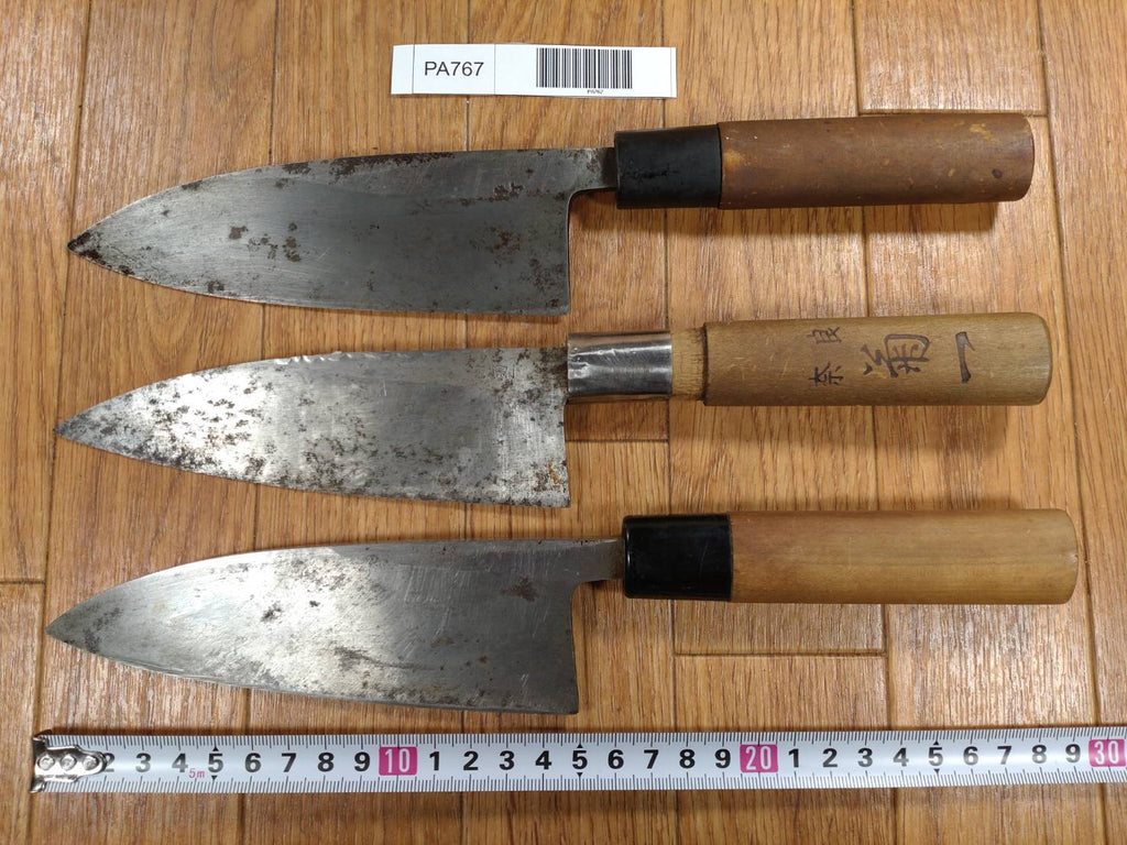Japanese Chef's Kitchen Knife Set 3 Piece DEBA  Vintage from Japan HOCHO PA767