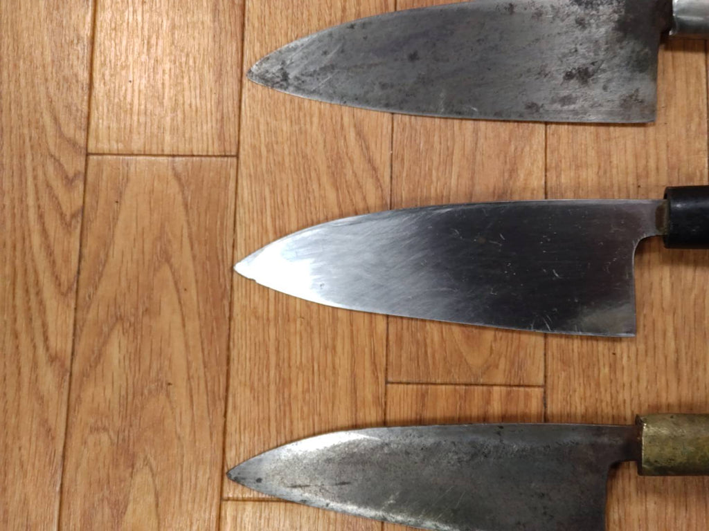 Japanese Chef's Kitchen Knife Set 3 Piece Deba Vintage from Japan HOCHO PA603