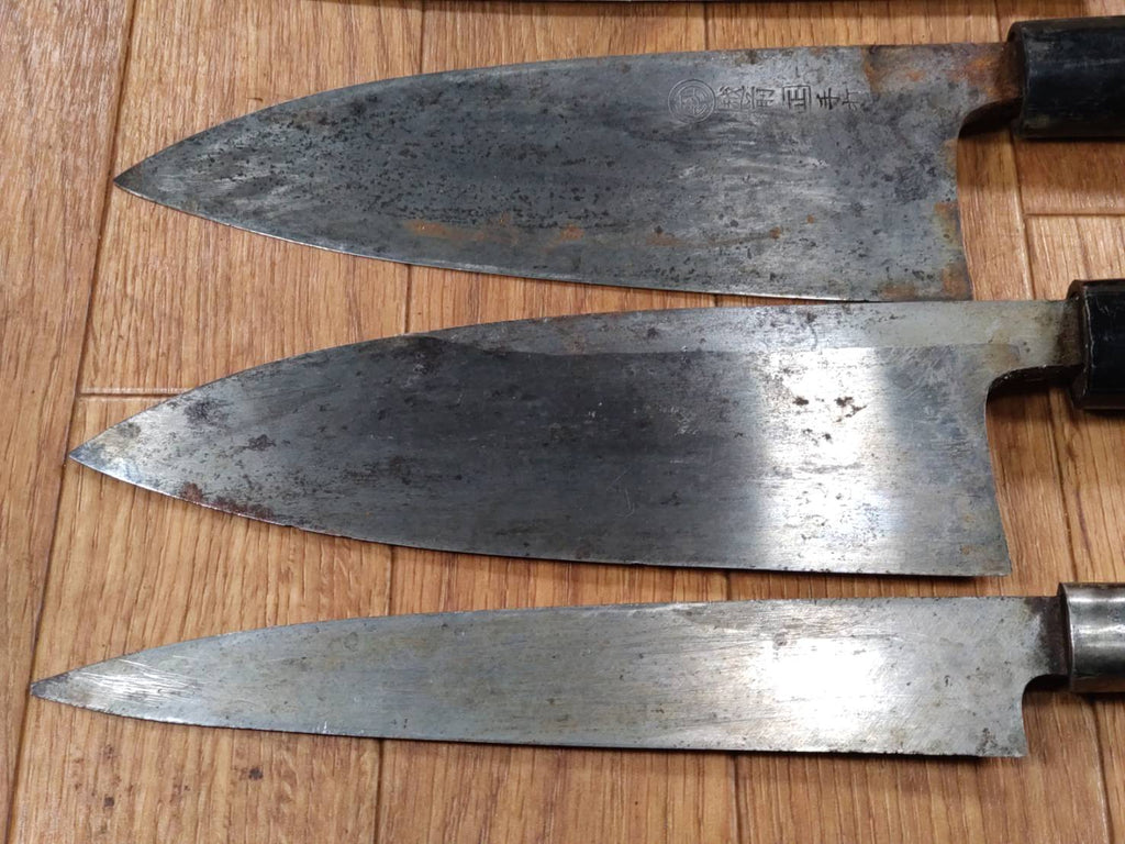 Japanese Chef's Kitchen Knife Set 5 Piece YANAGIBA DEBA Vintage from Japan HOCHO HH259