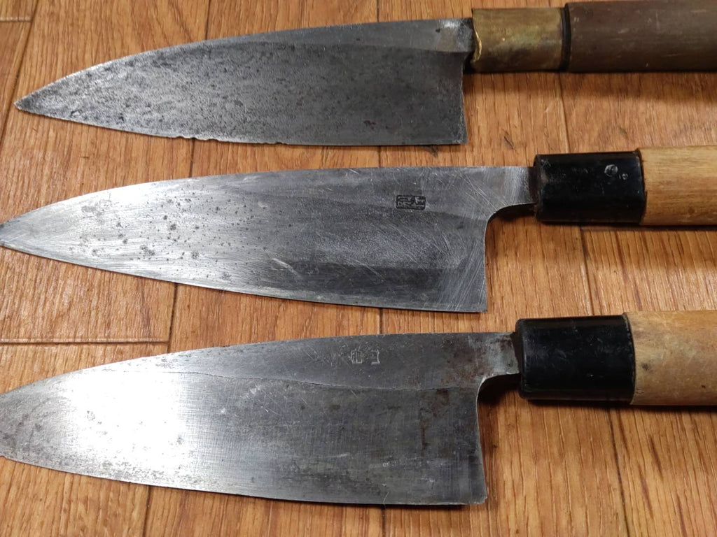 Japanese Chef's Kitchen Knife Set 3 Piece DEBA Vintage from Japan HOCHO BB246