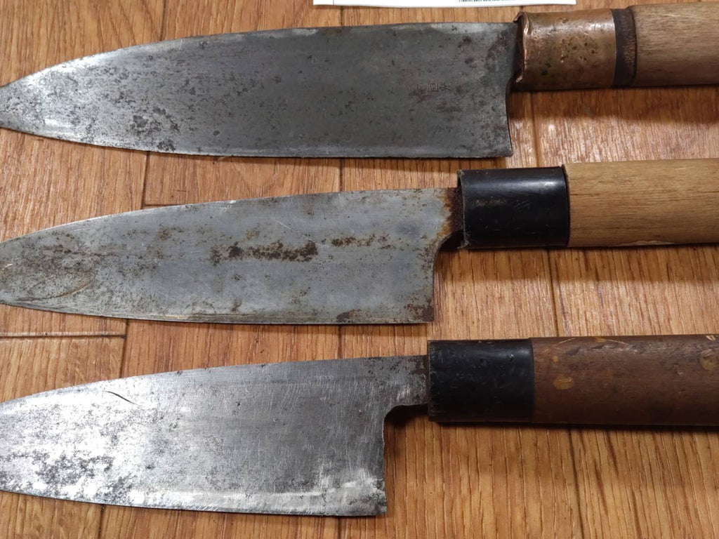 Japanese Chef's Kitchen Knife Set 3 Piece DEBA Vintage from Japan HOCHO GG957