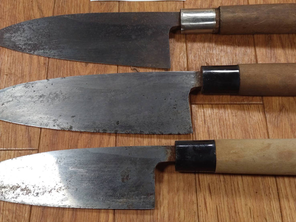 Japanese Chef's Kitchen Knife Set 3 Piece DEBA Vintage from Japan HOCHO BB091