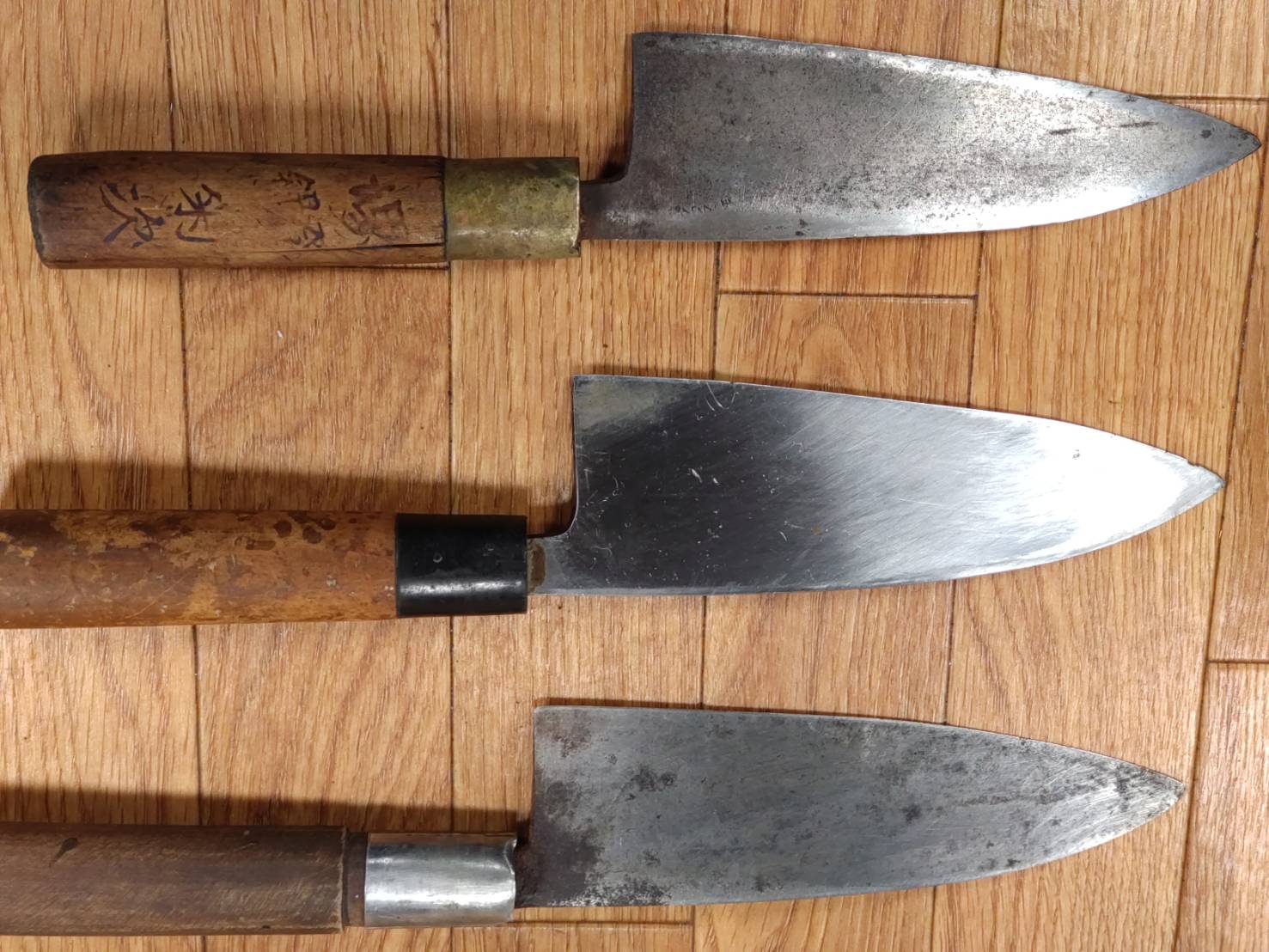 Japanese Chef's Kitchen Knife Set 3 Piece Deba Vintage from Japan HOCHO PA603