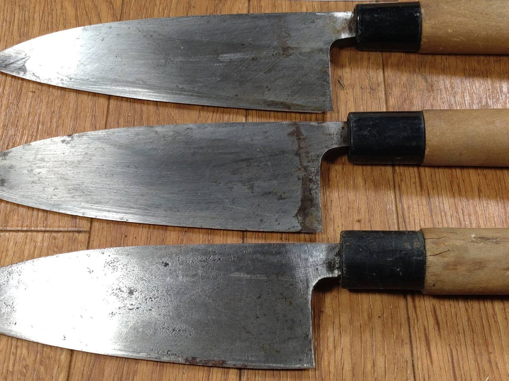 Japanese Chef's Kitchen Knife Set 3 Piece DEBA Vintage from Japan HOCHO FF338