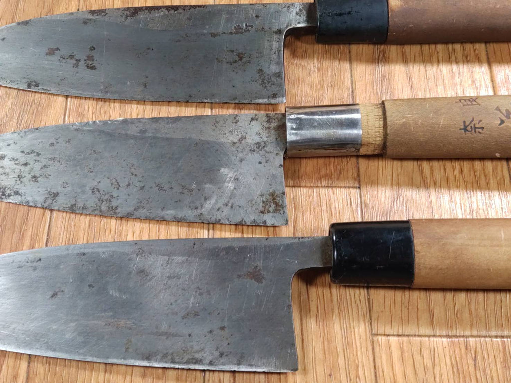 Japanese Chef's Kitchen Knife Set 3 Piece DEBA  Vintage from Japan HOCHO PA767