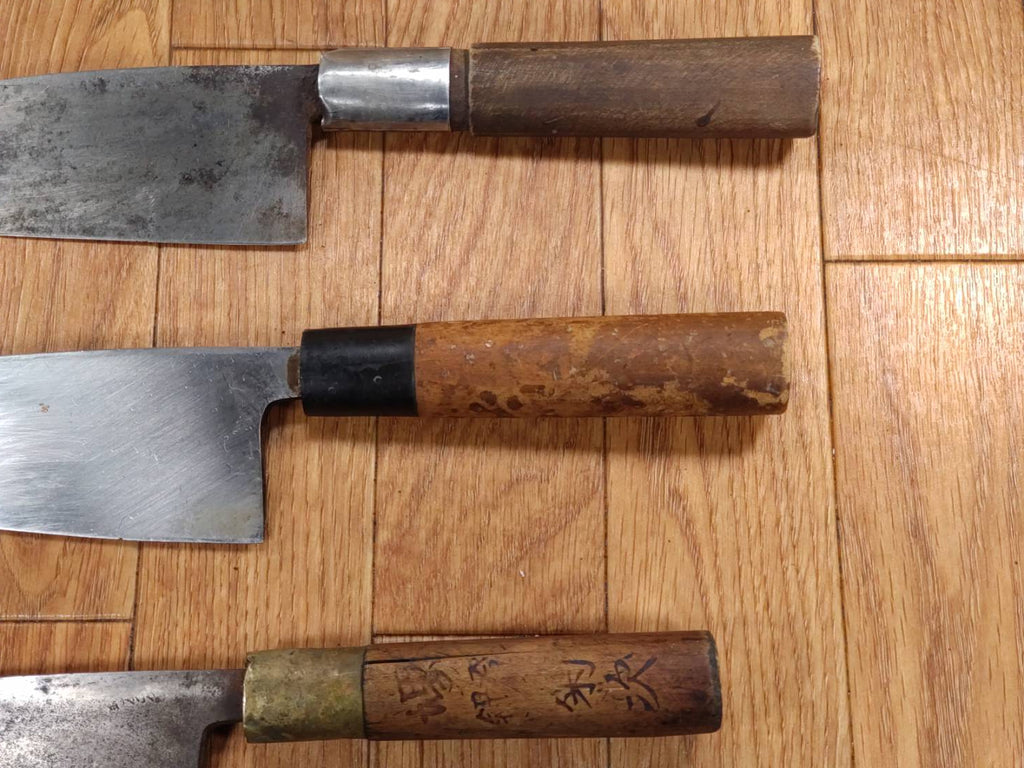 Japanese Chef's Kitchen Knife Set 3 Piece Deba Vintage from Japan HOCHO PA603