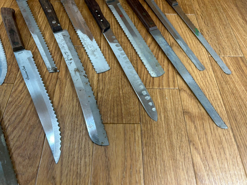 Damaged Lot of Japanese Chef's Kitchen Knives hocho Bread set from Japan CA118